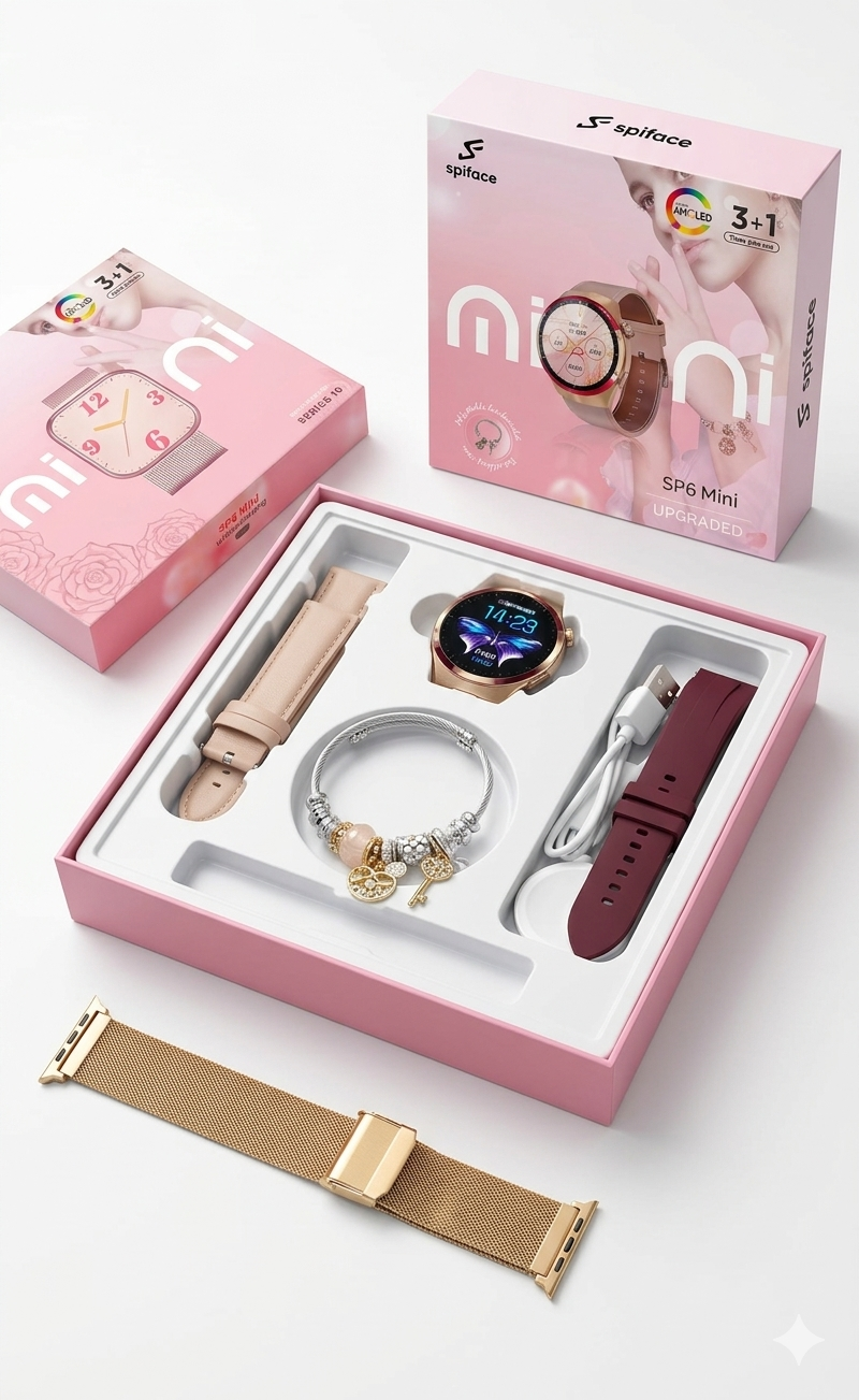 Kadın Akıllı Saat Seti 3 Kordonlu Bileklik Hediyeli Şık Tasarım Smart Watch