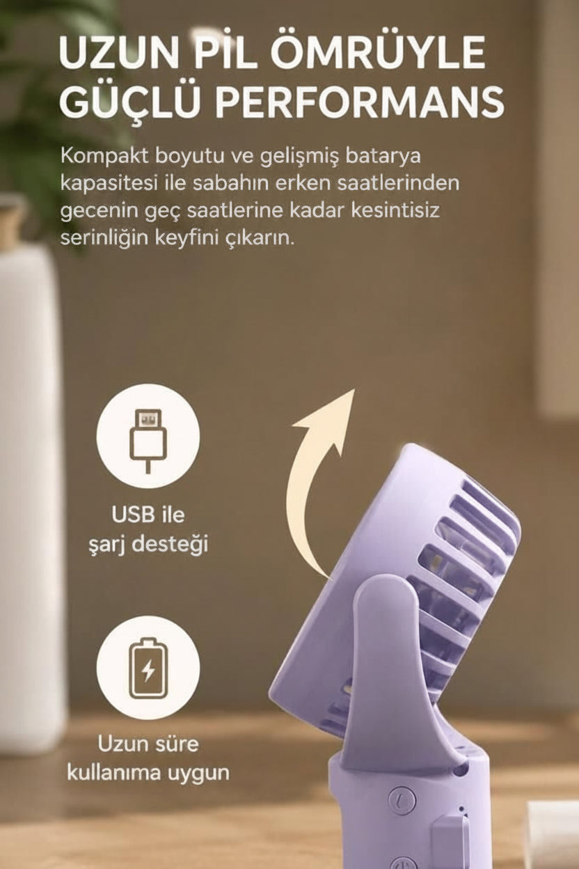 TORIMA Mini Fan F13 Taşınabilir Şarjlı El Vantilatörü – USB Şarjlı Sessiz Mini Fan