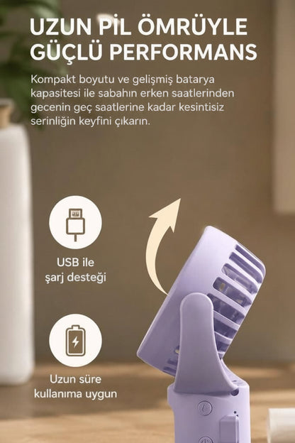 TORIMA Mini Fan F13 Taşınabilir Şarjlı El Vantilatörü – USB Şarjlı Sessiz Mini Fan