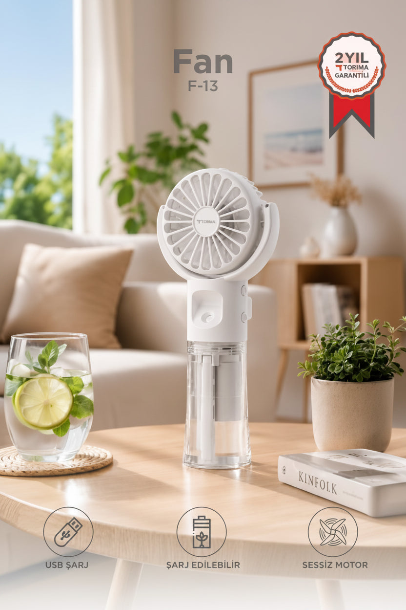 TORIMA Mini Fan F13 Taşınabilir Şarjlı El Vantilatörü – USB Şarjlı Sessiz Mini Fan
